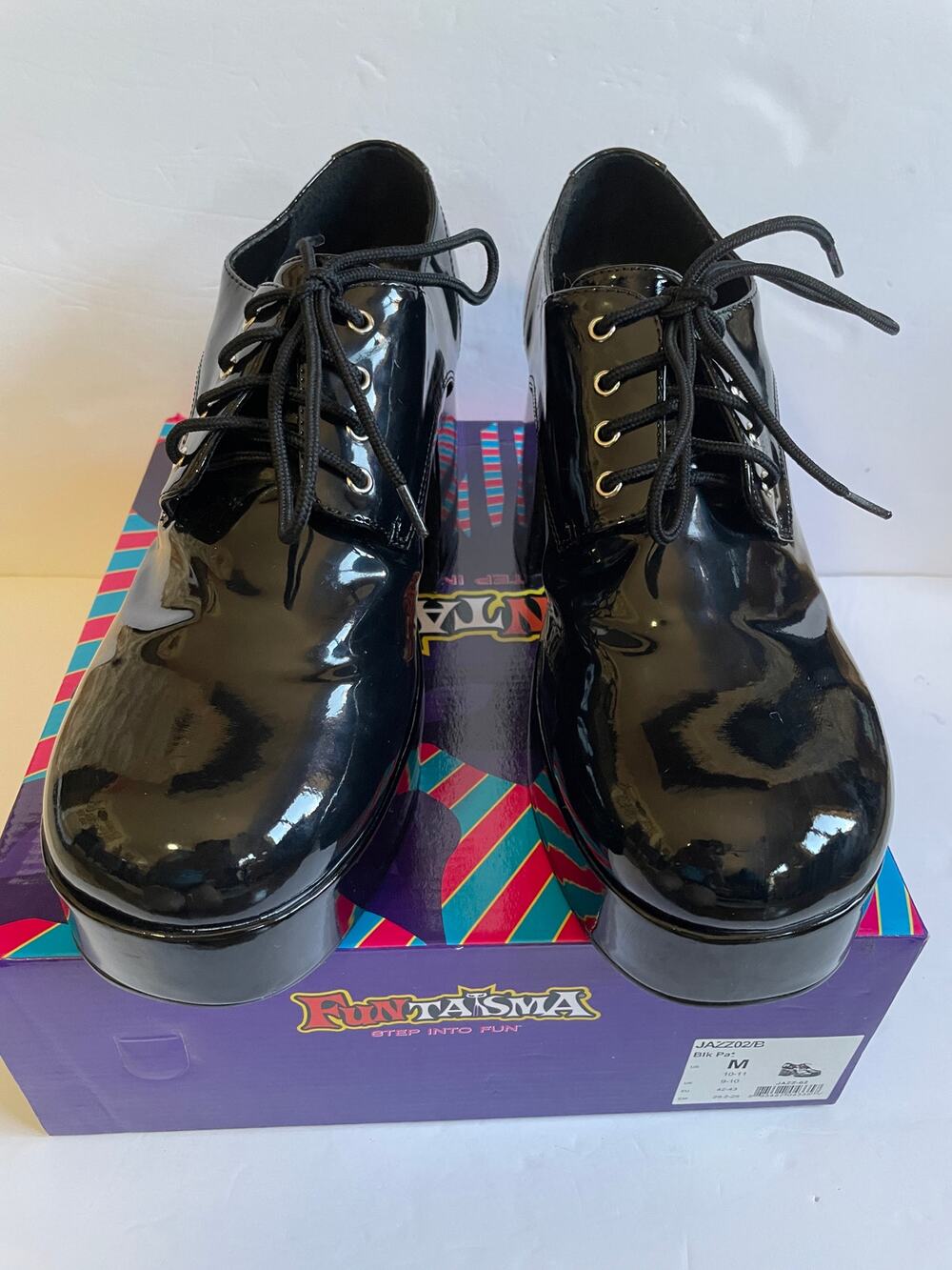 Funtasma Jazz-02 Men's Black Patent Platform Oxford Costume Shoes - Size M 10/11